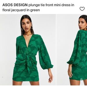 ASOS DESIGN plunge tie front mini dress